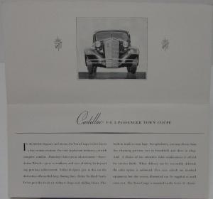1934 Cadillac V8 5 Passenger Town Coupe Dealer Sales Folder Original