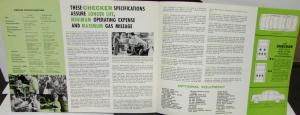 1965 - 1969 Checker Dealer Taxi Cab Sales Brochure Rare
