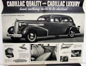 1937 Cadillac V8 Series 60 65 Sedan Coupe Convertible Sales Brochure Folder Orig