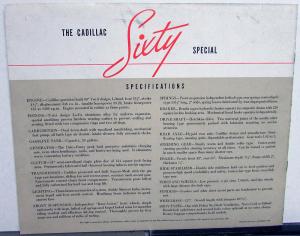 1938 Cadillac Sixty 60 Special Sales Brochure Sedan Features Specifications Orig