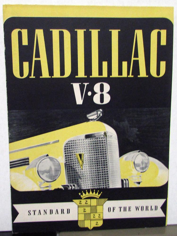 1938 Cadillac V8 Sedan Imperial Convertible Sales Folder Specs Back Cover Orig