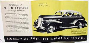 1938 Cadillac V8 Sedan Imperial Convertible Sales Folder Specs Back Cover Orig
