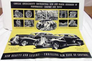 1938 Cadillac V8 Sedan Imperial Convertible Sales Folder Specs Back Cover Orig