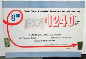 1939 Cadillac LaSalle V8 5 Reasons Why Sales Brochure MAILER Original