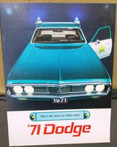Original 1971 Dodge Dealer Sales Brochure Police Pursuit Fleet Coronet Polara