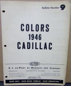 1946 Cadillac Dupont Color Paint Chips Original Bulletin Number 9