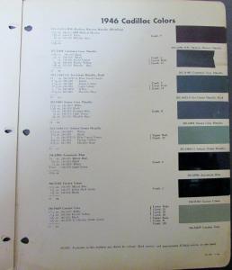 1946 Cadillac Dupont Color Paint Chips Original Bulletin Number 9