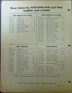 1946 Cadillac Dupont Color Paint Chips Original Bulletin Number 9