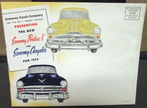 1953 Economy Coach Ambulance Dealer Brochure Mailer Chrysler Pontiac Ford Hearse