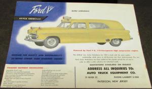 1953 Economy Coach Ambulance Dealer Brochure Mailer Chrysler Pontiac Ford Hearse