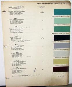 1955 Cadillac Paint Chip & 51 thru 54 Color Code List on Back of Sheet 3 Orig