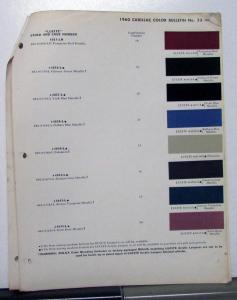 1960 Cadillac DuPont Paint Chips & Paint Codes & Names for 1957 1958 1959 Orig