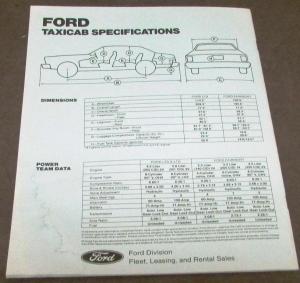 1981 Ford Dealer Sales Brochure Taxi Cab Fleet LTD Fairmont