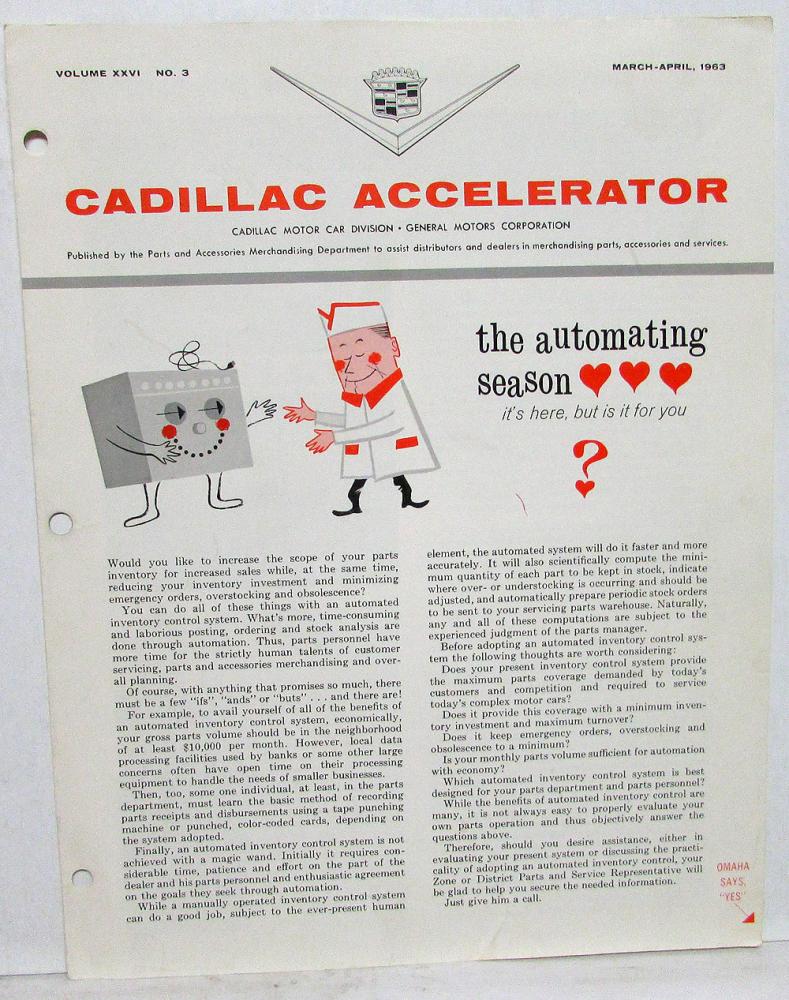 1963 Cadillac Accelerator Merchandising Bulletin for Dealers ORIGINAL