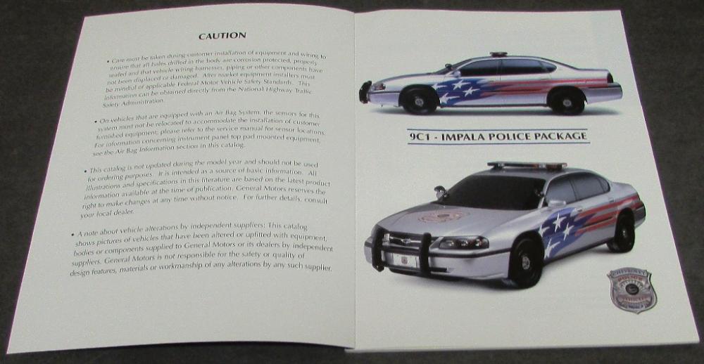 2002 GM Law Enforcement Portfolio Dealer Sales Brochure Police Fleet