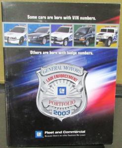 2003 GM Law Enforcement Portfolio Dealer Sales Brochure Police Fleet Packages