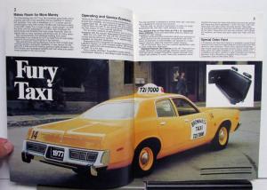 1977 Plymouth Dealer Sales Brochure Taxi Cab Fury Volare Fleet Rare