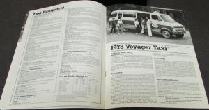 1978 Plymouth Dealer Sales Brochure Taxi Cab Fury Volare Voyager Fleet Rare