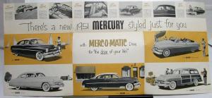 1951 Mercury Mercomatic Drive Monterey Sport Coupe Wagon Sales Folder Original