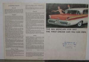 1957 Mercury Montclair Monterey Wagons Turnpike Cruiser Sales Folder Original