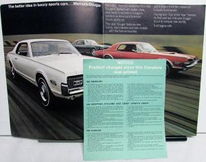 1968 Mercury Cougar XR-7 GT GT-E Sales Brochure Oversized Original