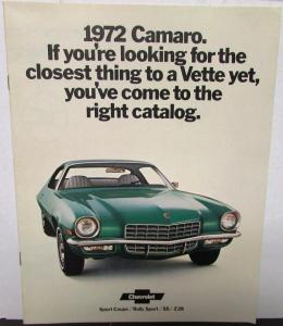 1972 Chevrolet Camaro Sport Coupe Rally SS Z28 350 396 Dealer Sales Brochure