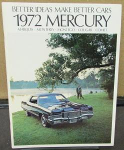 1972 Mercury Marquis Monterey Montego Cougar Comet XL Sales Brochure Original