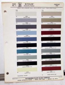 1967 Cadillac Ditzler Color Paint Chips Sheet  Original