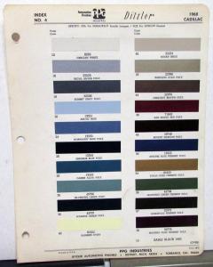 1968 Cadillac Color Paint Chips PPG Ditzler Auto Finishes Factory Original