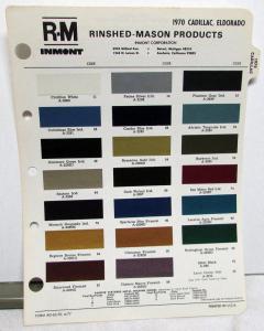 1970 Cadillac R-M Color Paint Chips Sheet Original