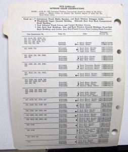 1970 Cadillac R-M Color Paint Chips Sheet Original