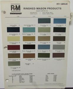1971 Cadillac Color Paint Chips RM Rinshed Mason Products Sheet Original