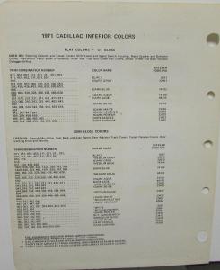 1971 Cadillac Color Paint Chips Ditzler PPG Products Sheet Original
