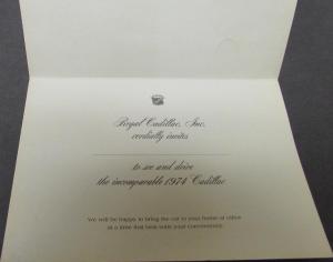 1974 Cadillac Test Drive Invitation Sales Card Folder Original Color