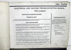 1991 Mercury Capri Electrical and Vacuum Trouble Shooting Shop Manual