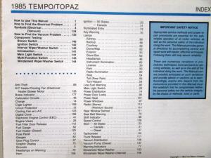 1985 Ford Mercury Dealer Electrical & Vacuum Diagram Manual Tempo Topaz