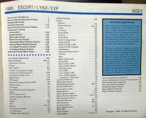 1985 Ford Mercury Dealer Electrical & Vacuum Diagram Manual Escort Lynx EXP