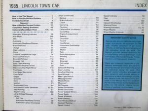 1985 Lincoln Dealer Electrical & Vacuum Diagram Service Manual