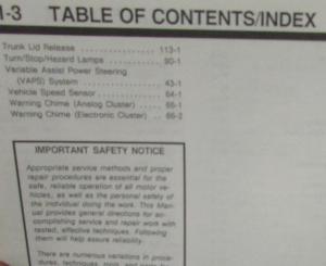 1991 Ford Taurus Mercury Sable Electrical & Vacuum Trouble Shop Service Manual