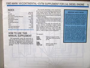 1985 Lincoln Electrical & Vacuum Diagram Manual Supplement Continental Mark VII