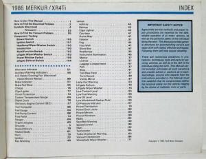 1986 Ford Dealer Electrical & Vacuum Diagram Service Manual Merkur XR4Ti