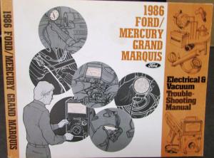 1986 Mercury Dealer Electrical & Vacuum Diagram Service Manual Grand Marquis