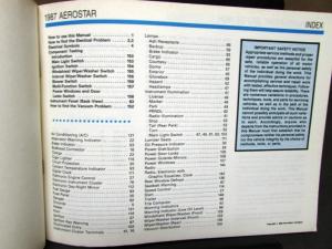 1987 Ford Dealer Electrical & Vacuum Diagram Service Manual Aerostar Van
