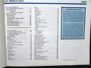 1987 Ford Dealer Electrical & Vacuum Diagram Service Manual Merkur XR4Ti
