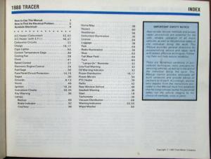 1988 Mercury Dealer Electrical & Vacuum Diagram Service Manual Tracer