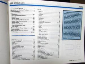 1988 Ford Dealer Electrical & Vacuum Diagram Service Manual Aerostar Van