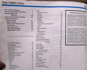 1988 Ford Mercury Dealer Electrical & Vacuum Diagram Service Manual Tempo Topaz