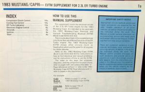 1983 Ford Mercury Electrical & Vacuum Diagram Manual Supplement Mustang Capri
