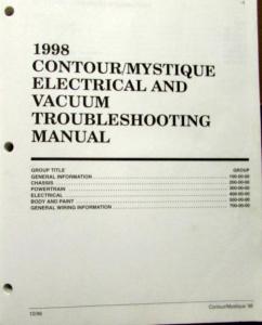 1998 Ford Mercury Dealer Electrical & Vacuum Diagram Manual Contour Mystique