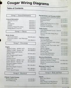 1999 Mercury Dealer Electrical Wiring Diagram Service Manual Cougar